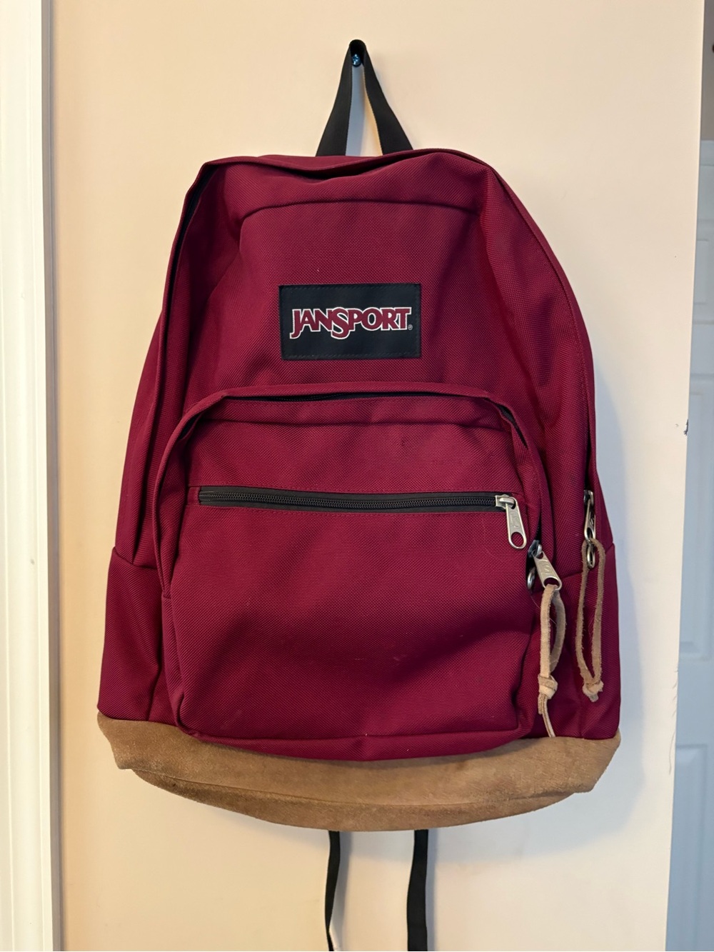 Jansport Maroon Backpack with Suede Base